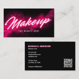 Cartão De Visita Código QR e Redes Sociais da Pink Neon & Smoke Las