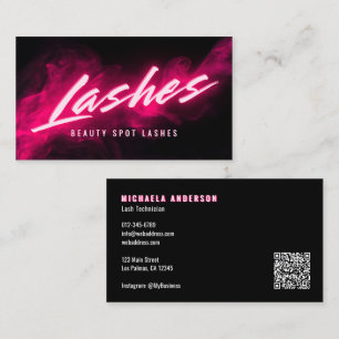Cartão De Visita Código QR e Redes Sociais da Pink Neon & Smoke Las