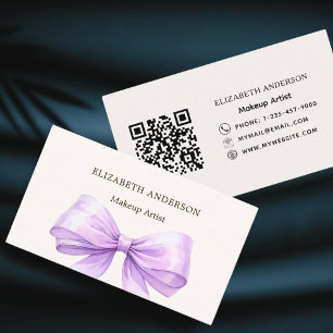 Cartão De Visita Código qr elegante de arco roxo lavanda bege