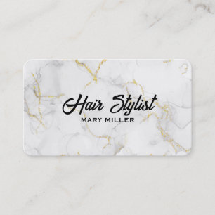 Cartão De Visita Código QR Elegante de Estilista de Cabelo de Mármo