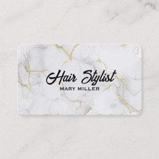 Cartão De Visita Código QR Elegante de Estilista de Cabelo de Mármo