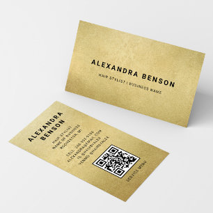 Cartão De Visita Código QR Elegante de Estilista de Cabelo em Folha