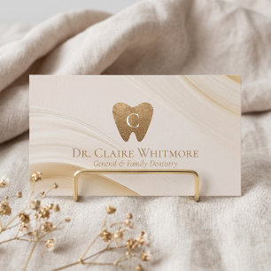 Cartão De Visita Código QR Elegante de Ouro para Consultório Odonto