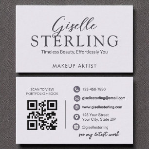 Cartão De Visita Código QR Elegante de Script Lilac Roxo Moderno