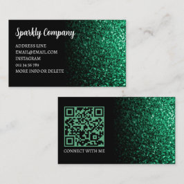 Cartão De Visita Código QR elegante esmeralda verde falso brilho pr