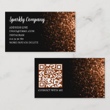 Código QR elegante falso brilho bronze preto