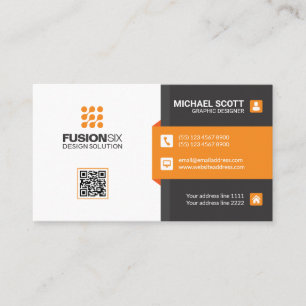 Cartão De Visita Código QR Elegante moderno - laranja