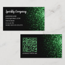 Código QR elegante preto com brilho falso verde es