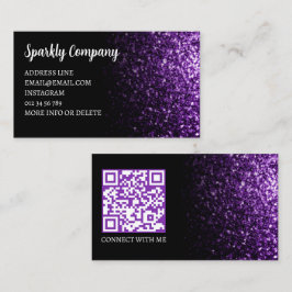 Cartão De Visita Código QR elegante preto-roxo-escuro