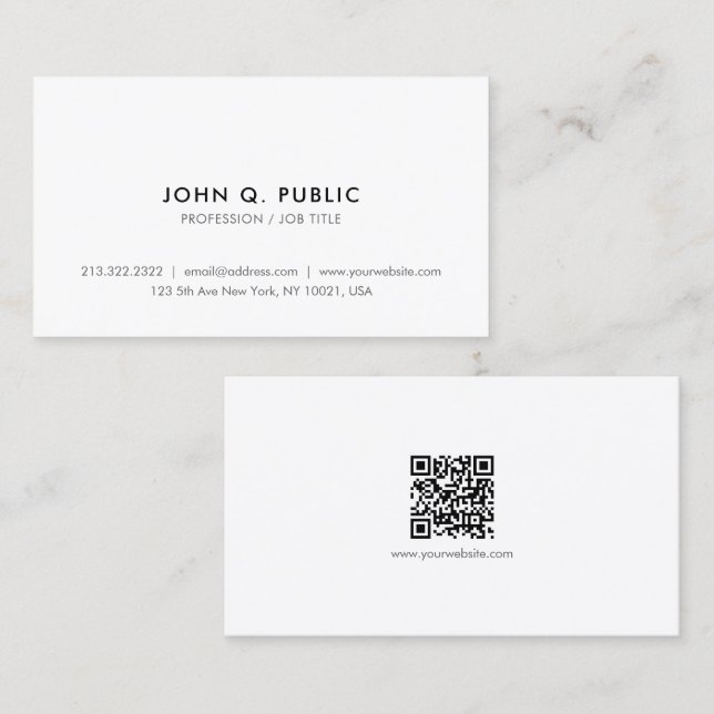 Cartão De Visita Código QR Elegante Simples Moderno e Profissional (Frente/Verso)