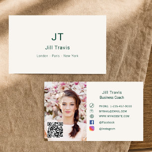 Cartão De Visita Código QR esmeralda marfim foto mídia social