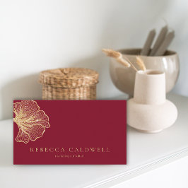 Cartão De Visita Código QR Floral Vermelho Elegante Ruby