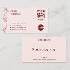 Cartão de Visita Código QR Floral Vintage Elegante
