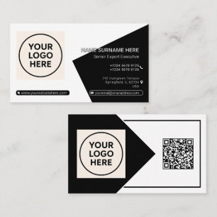 Cartão De Visita Código QR Formal Preto Profissional Corporativo Mo