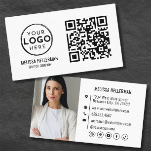 Cartão De Visita Código QR Foto profissional moderna Seu logotipo