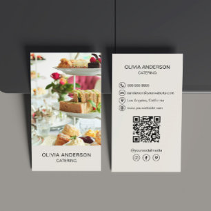Cartão De Visita Código QR Fotográfico Catering de Mídia Social