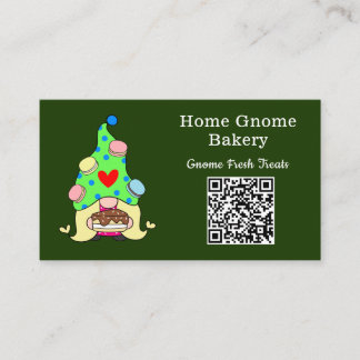 Cartão De Visita Código QR Gnome Home Bakery Dark Verde