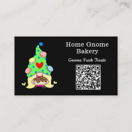 Cartão De Visita Código QR Gnome Home Bakery Preto