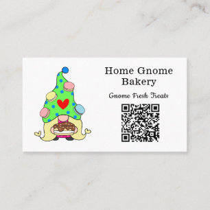 Cartão De Visita Código QR Gnome Home Bakery White