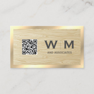 Cartão De Visita Código QR Granel de madeira   Fronteira Dourada