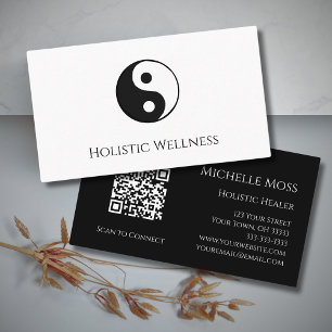 Cartão De Visita Código QR Healer Holístico Yin Yang Wellness Simpl