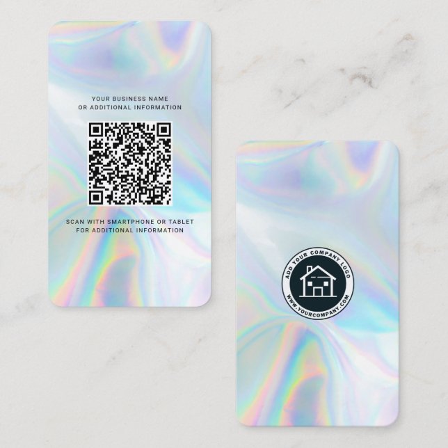 Cartão De Visita Código QR holográfico do logotipo da empresa (Frente/Verso)