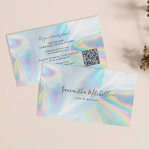 Cartão De Visita Código QR Holográfico Lista de Cabelos de Beautici
