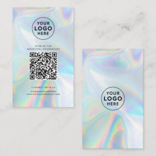 Cartão De Visita Código QR Holográfico Moderno Personalizado de Míd