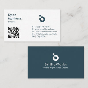 Cartão De Visita Código QR Inteligente Minimalista Moderno Estilo B