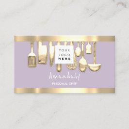 Cartão De Visita Código QR Lavanda do Restaurante do Cozinhar de Ch