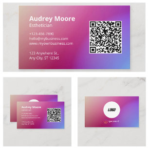 Cartão De Visita Código QR Logo Esteticistas Salões Spas Moderno