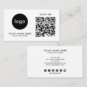 Cartão de Visita Código QR Logo Moderno Design Bra
