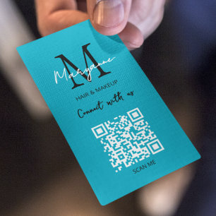 Cartão De Visita Código QR Logotipo comercial Aqua Azul