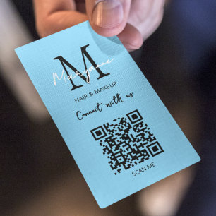 Cartão De Visita Código QR Logotipo comercial Azul Claro