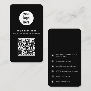 Cartão De Visita Código QR Logotipo comercial Black Corporate