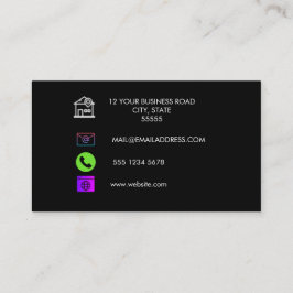 Cartão De Visita Código QR Logotipo comercial | Black Modern Profes