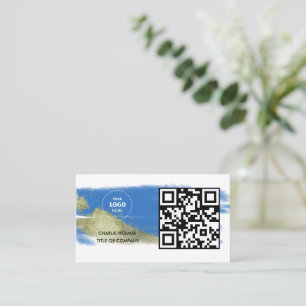 Cartão De Visita Código QR Logotipo comercial Black Modern Profes
