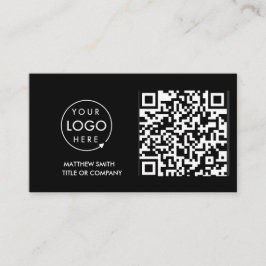 Cartão De Visita Código QR Logotipo comercial | Black Modern Profes