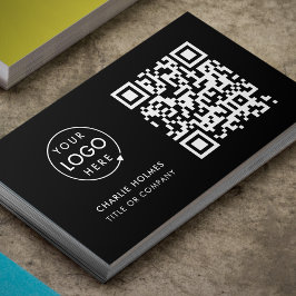 Cartão De Visita Código QR Logotipo comercial | Black Modern Profes