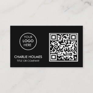 Cartão De Visita Código QR Logotipo comercial   Black Modern Profes
