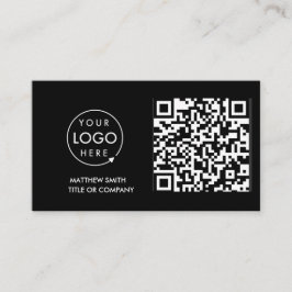 Cartão De Visita Código QR Logotipo comercial | Black Modern Profes