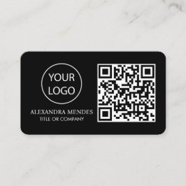 Cartão De Visita Código QR Logotipo comercial, Black Modern Profess