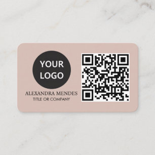 Cartão De Visita Código QR Logotipo comercial, Boho Beiger Professi