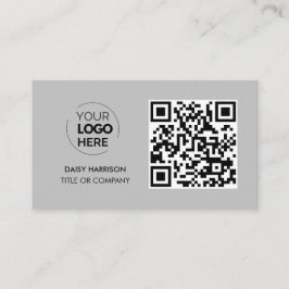 Cartão De Visita Código QR Logotipo comercial | Cinza Moderna Profi