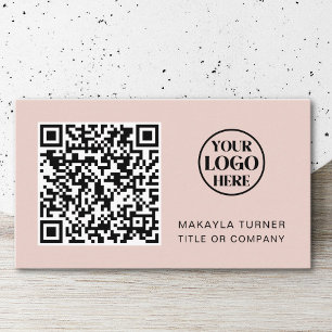 Cartão De Visita Código QR Logotipo comercial Cor-de-rosa-rosa