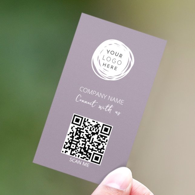 Cartão De Visita Código QR Logotipo comercial Lilac Moderno (Criador carregado)