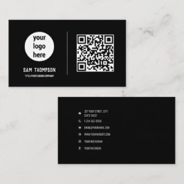 Cartão De Visita Código QR Logotipo comercial Moderno Minimalista