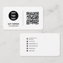 Cartão De Visita Código QR Logotipo comercial Moderno Minimalista