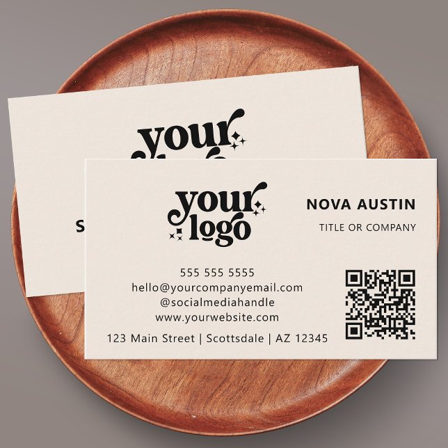 Cartão De Visita Código QR Logotipo comercial Professional Modern C (Criador carregado)