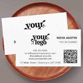 Cartão De Visita Código QR Logotipo comercial Profissional Preto mo